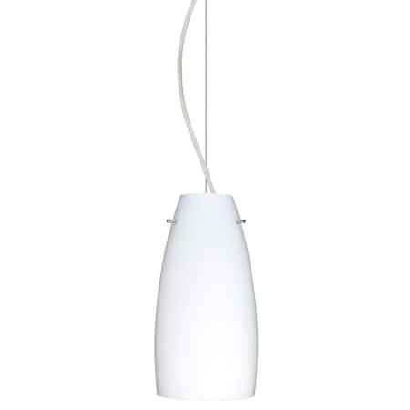 Besa Lighting Tao 10 Cord Pendant, Opal Matte, Satin Nickel Finish, 1x75W Incandescent 1KX-151207-SN